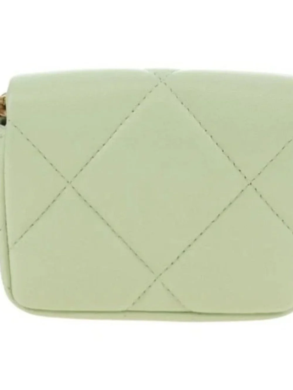 CHANEL Matelasse 19 Chain Bag Lamb Skin Gold Light green CC Auth 188887SAM